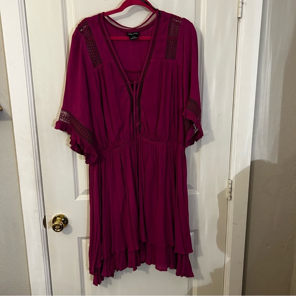 City Chic Plus Size Fuchsia Tiered Dress Torrid Plus Size Pink Magenta Dress - Picture 6 of 12
